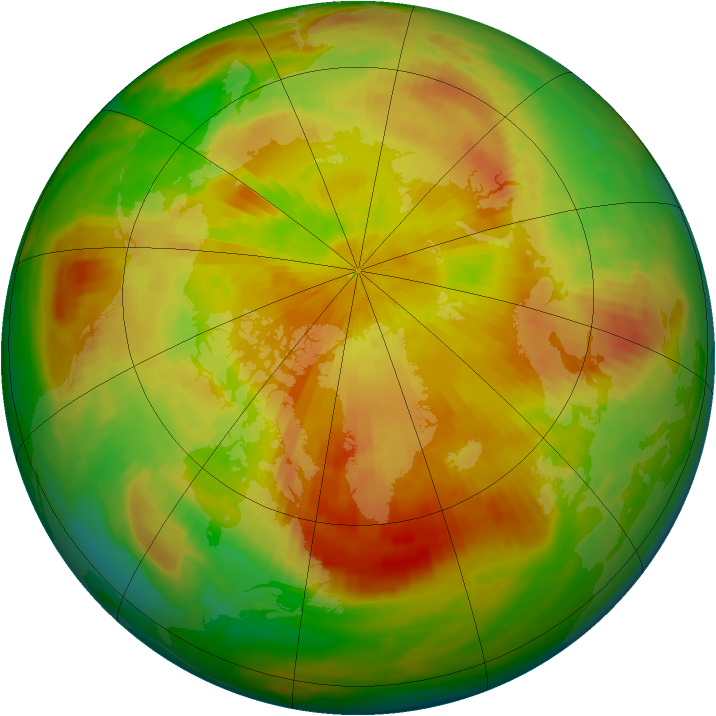 Arctic ozone map for 22 April 1992